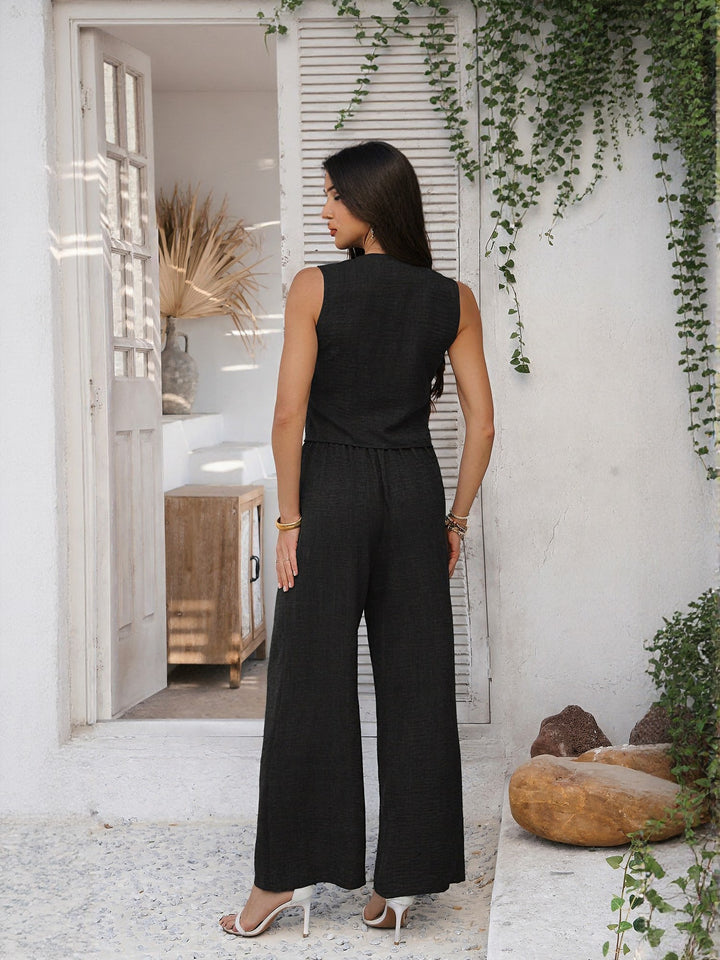 Black Trouser And Vest Co Ord Set