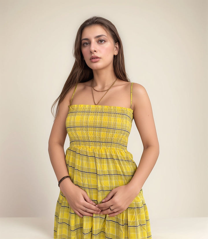 Yellow Checkered Dress