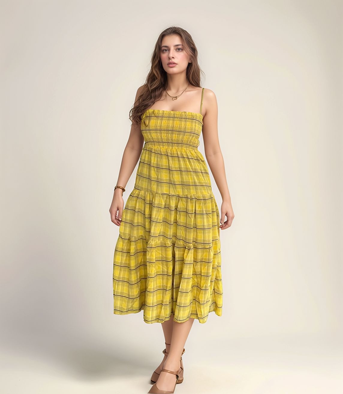 Yellow Checkered Dress