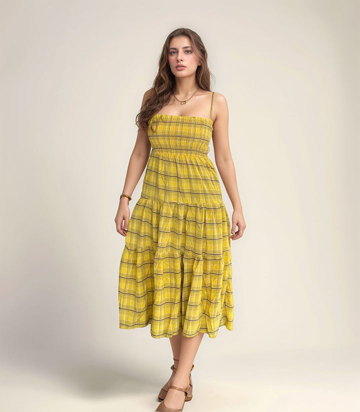 Yellow Checkered Dress