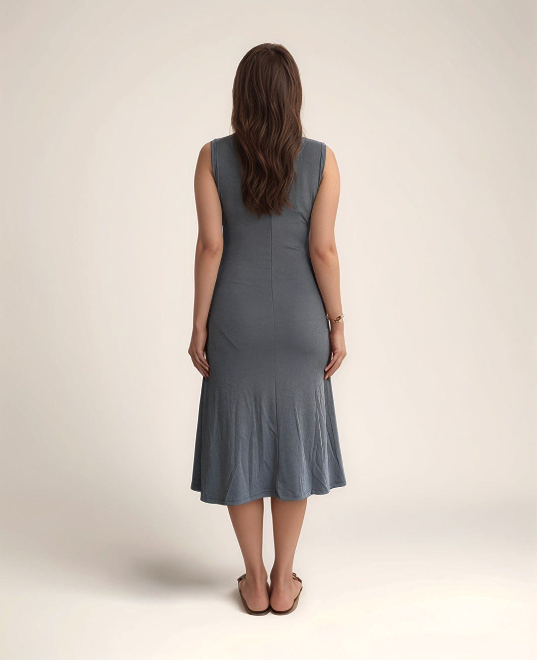 Solid Grey Button Down Jersey Dress