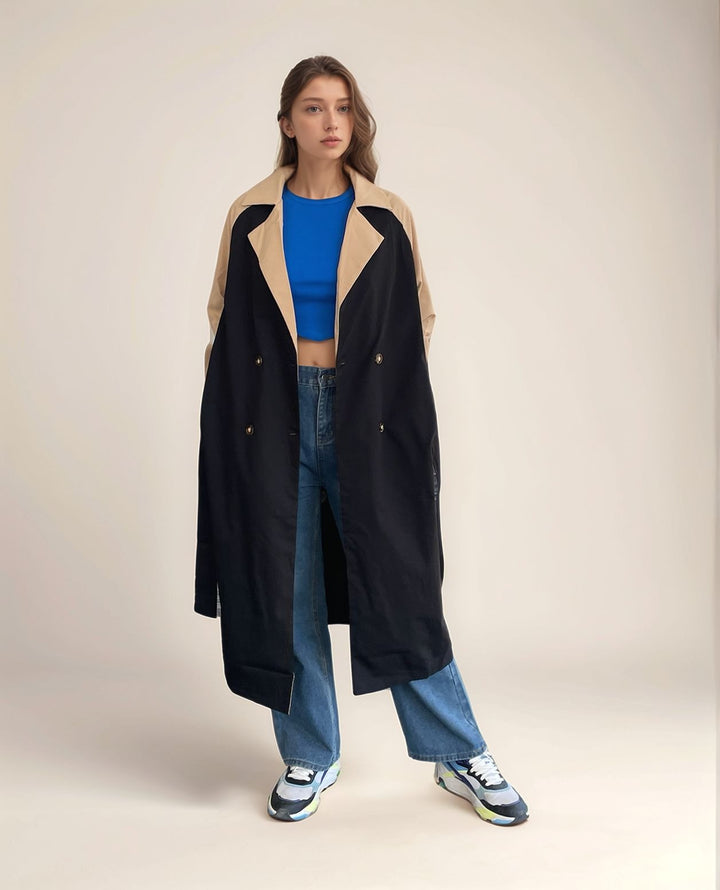 Color Block Trench Coat