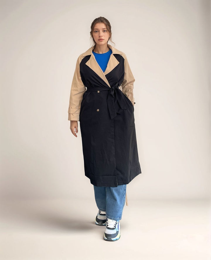 Color Block Trench Coat