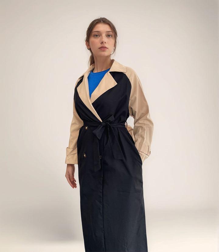 Color Block Trench Coat