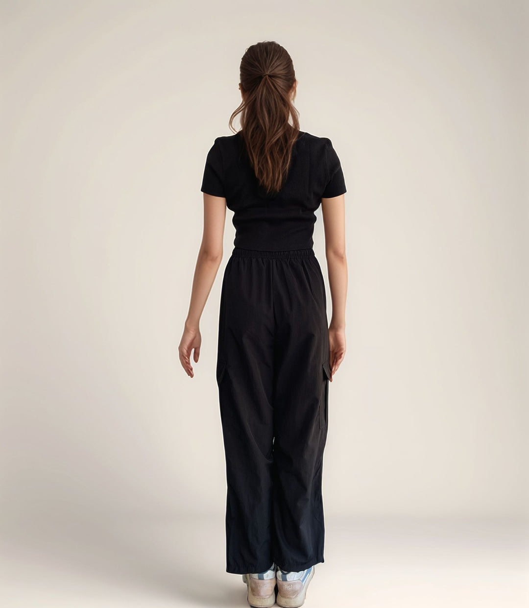 Drawstring Black Cargo Pants