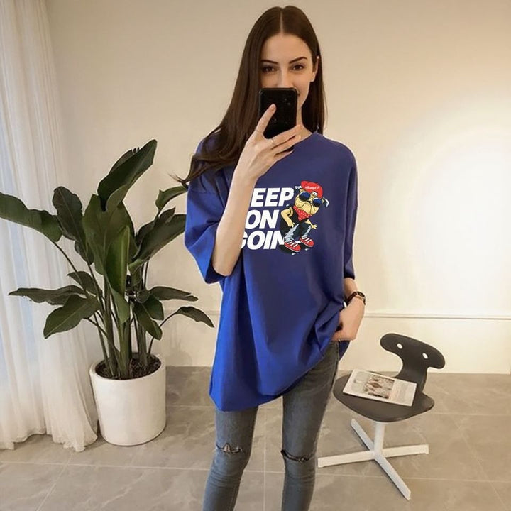 Blue Chest Print Graphic Tshirt