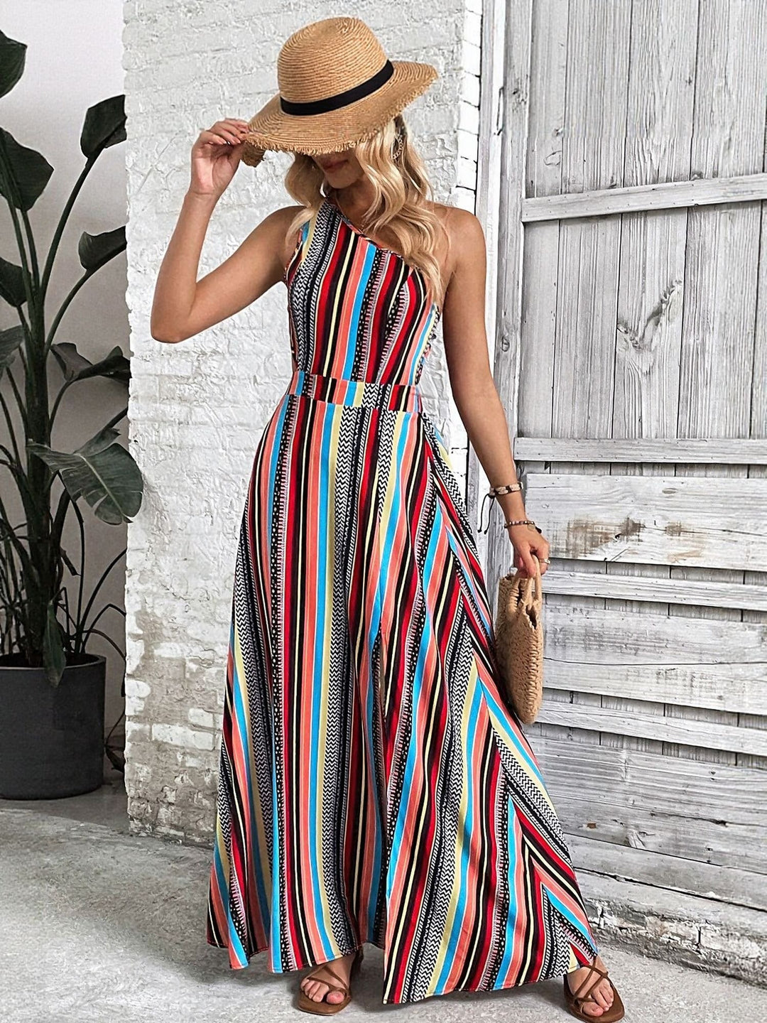 Multi One Shoulder Maxi Dress