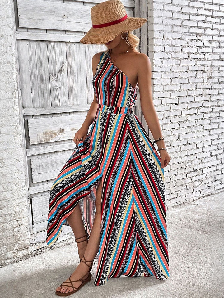 Multi One Shoulder Maxi Dress