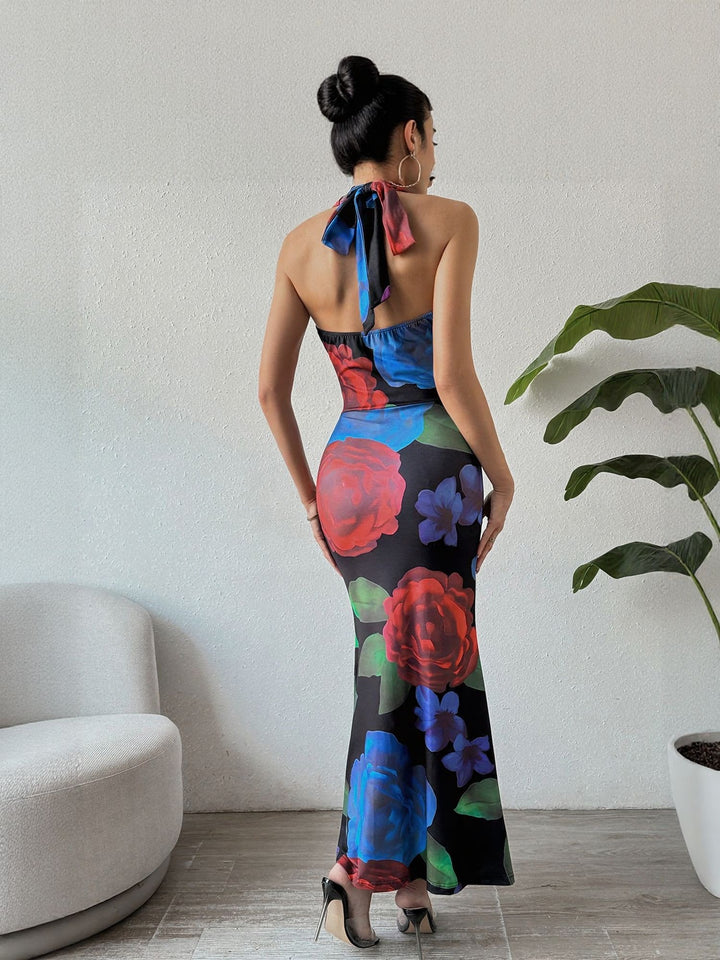 Black Halter Neck Maxi Dress