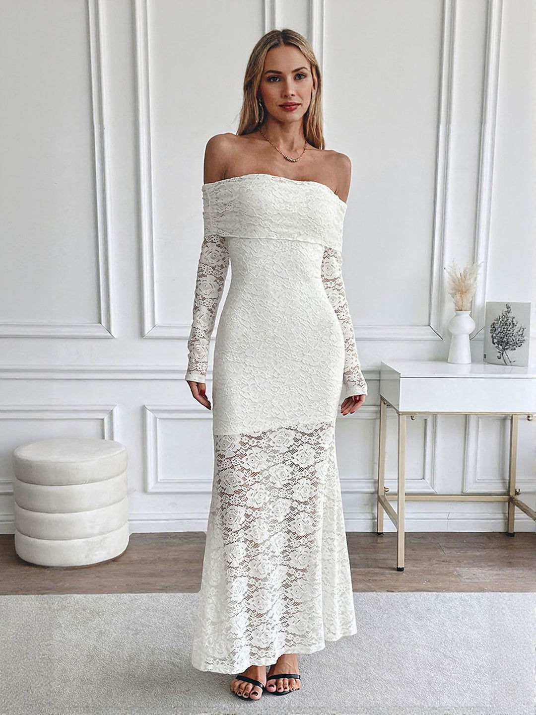 White Bardot Top Maxi Dress