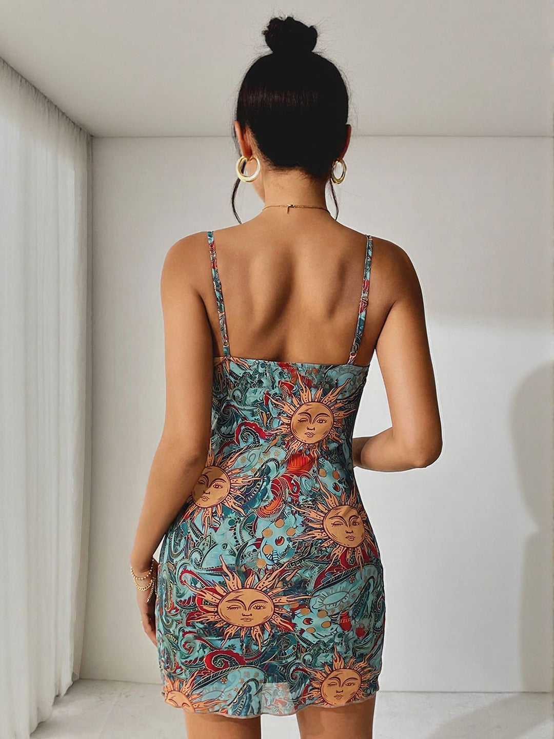 Blue Printed Slip Mini Dress