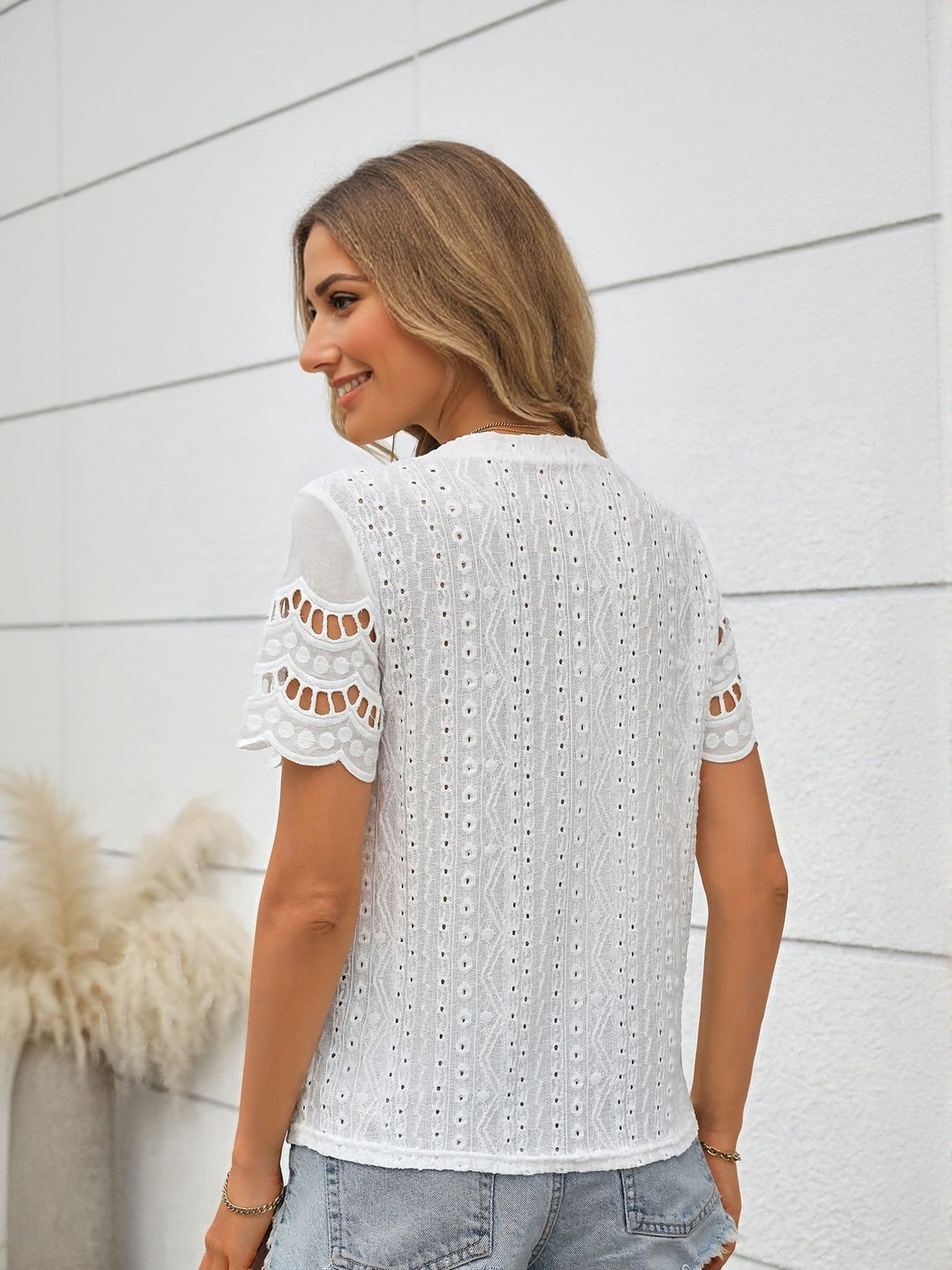 White Schiffli Top