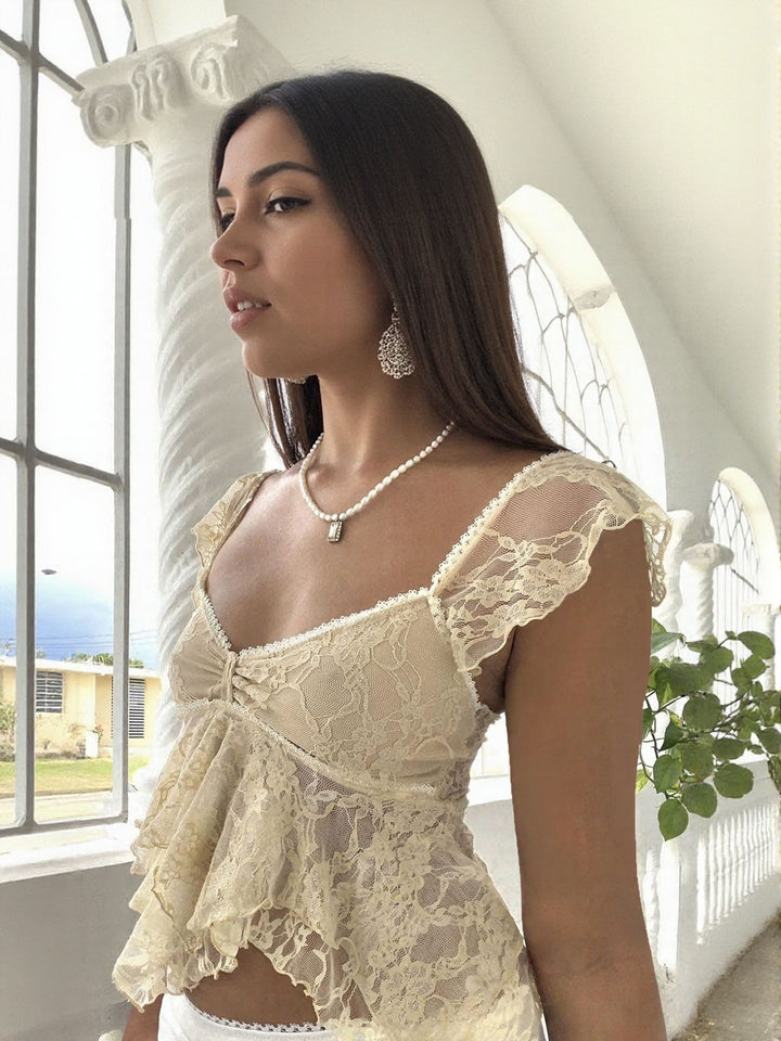 Yellow Bust Fitted Ruffle Peplum Top