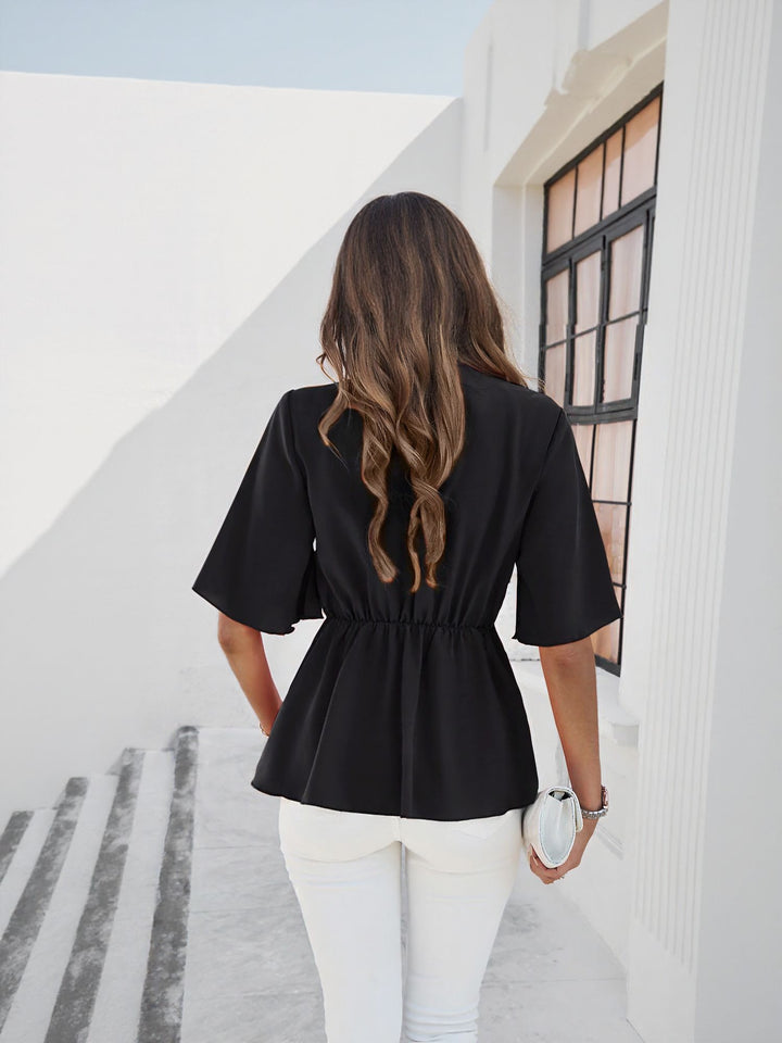 Black Tie Up Detail Shirt