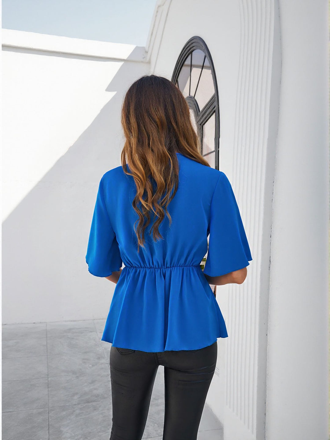 Blue Tie Up Detail Shirt