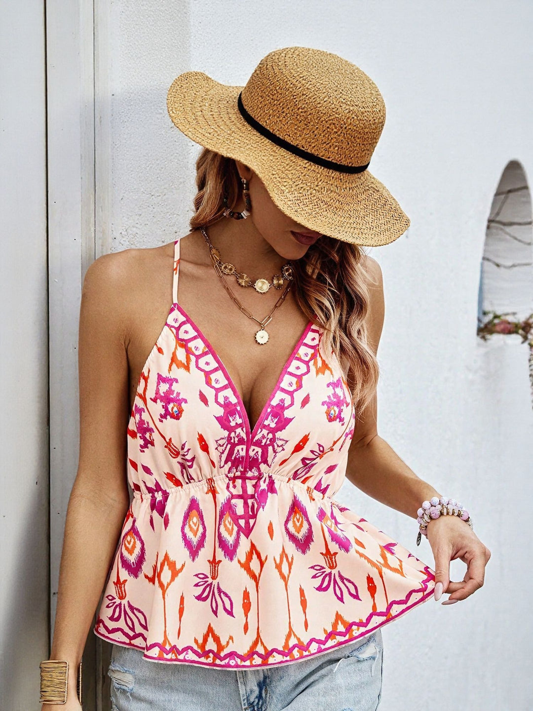 White Cami Top All Over Print