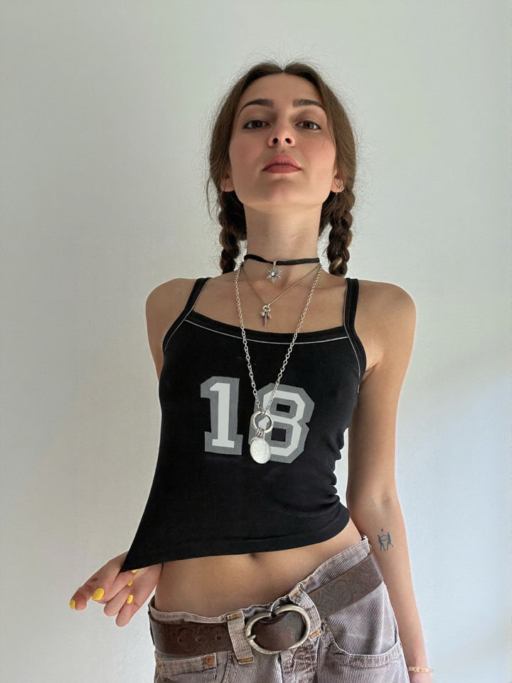 Black Graphic Printed Cami