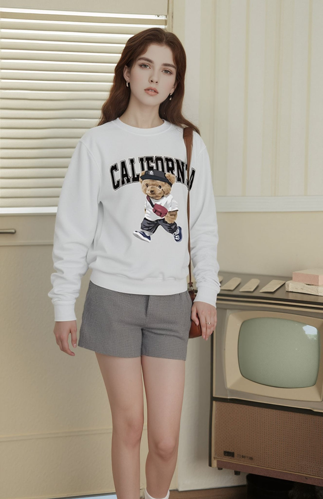 White Typography Relaxed Sweatshirt