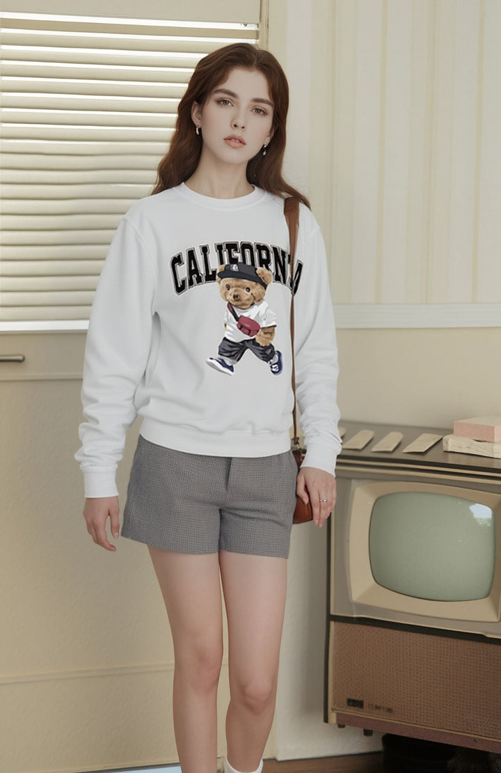 White Typography Relaxed Sweatshirt