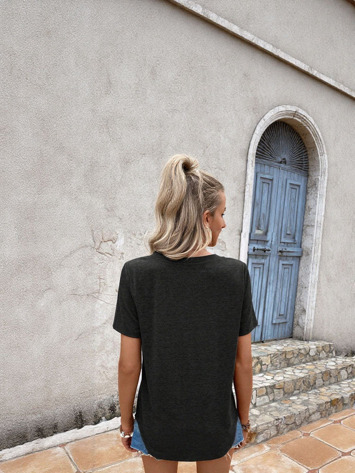 Black V Neck Knit Top