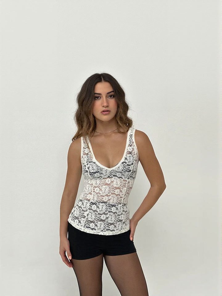 White Lace Sheer Cami