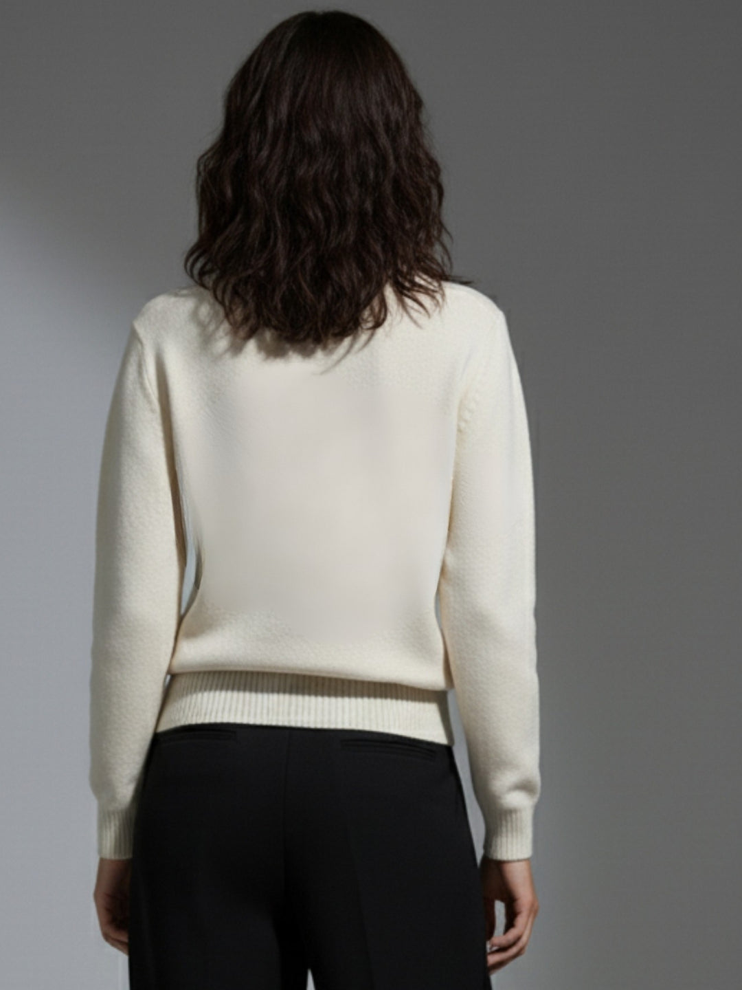 Off White High Neck Honey Comb Textured Sweater