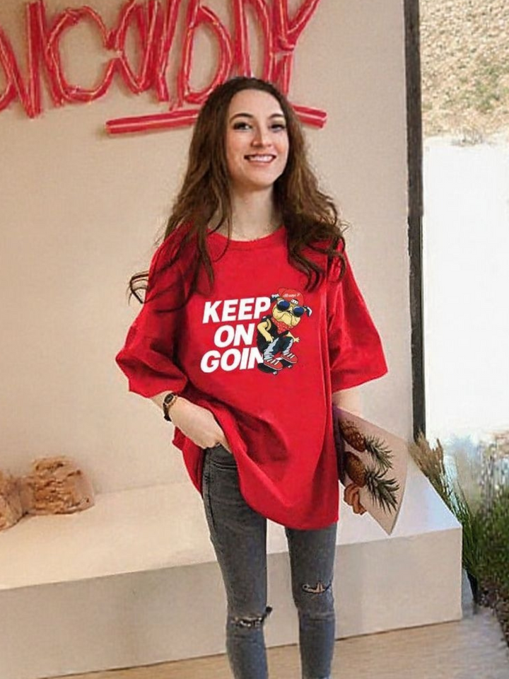 Red Chest Print Graphic Tshirt
