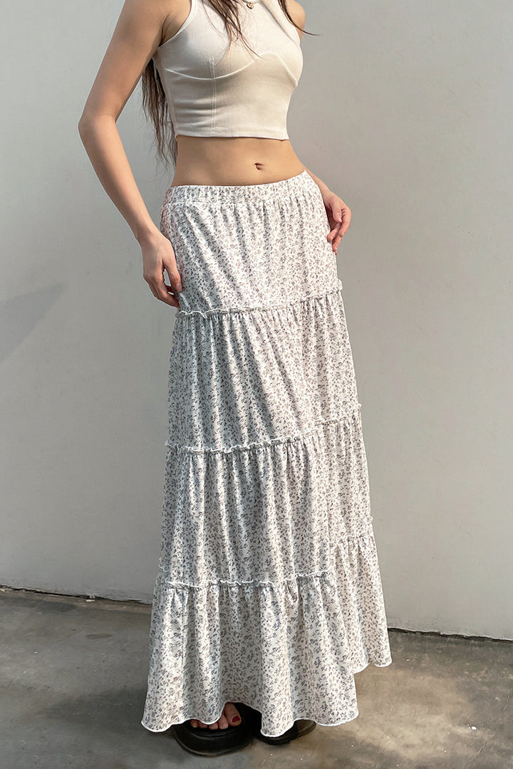White Maxi Tiered Skirt