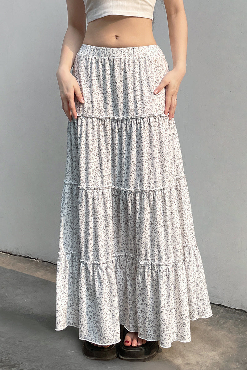 White Maxi Tiered Skirt