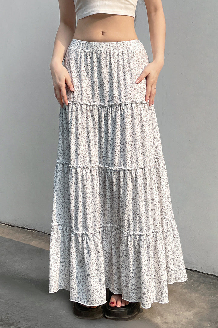 White Maxi Tiered Skirt