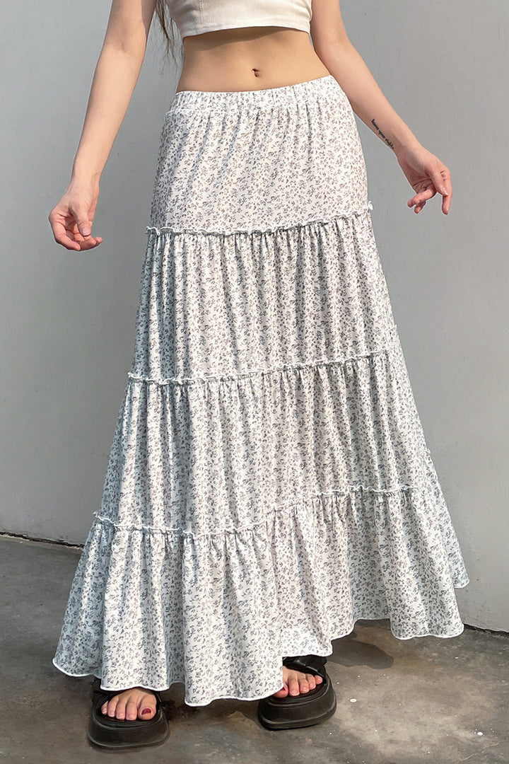 White Maxi Tiered Skirt