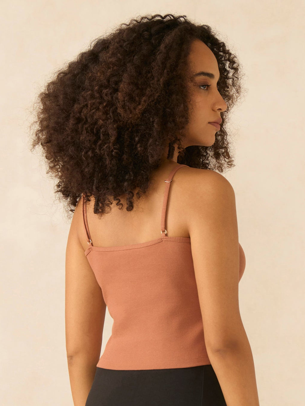 Brown Spaghetti Strap Ribbed Cami