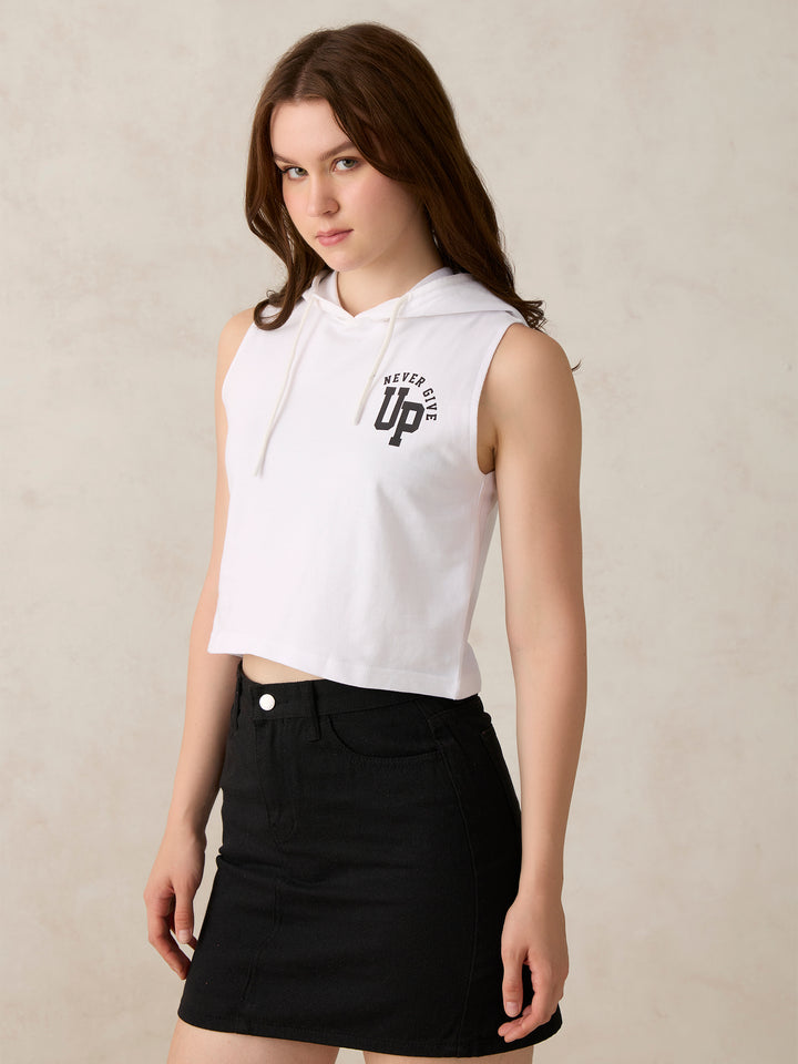 White Sleeveless Boxy Sweatshirt