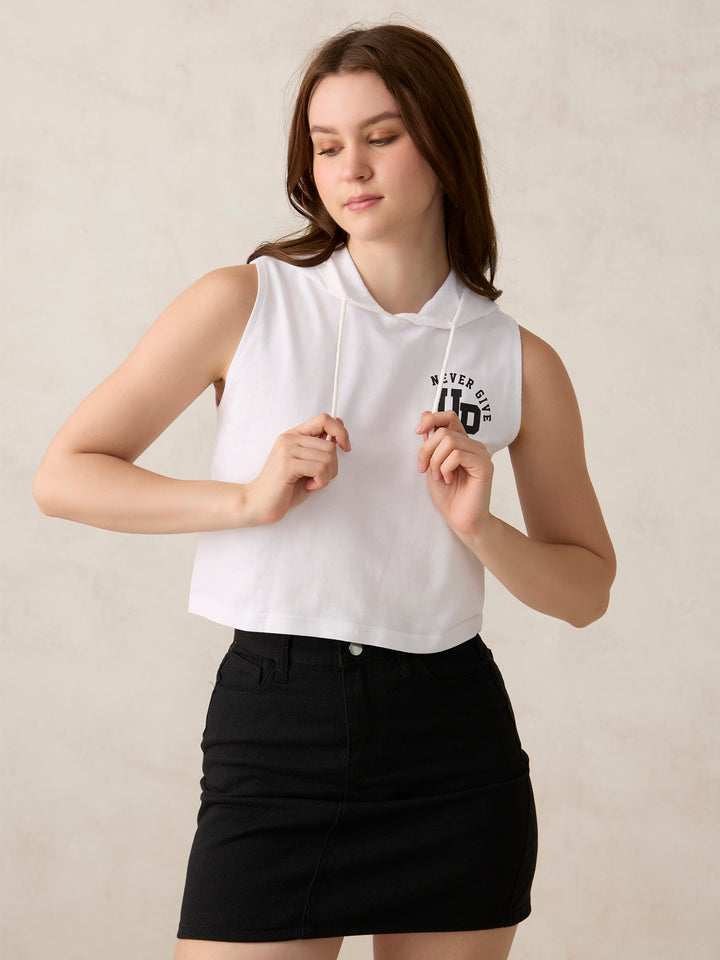 White Sleeveless Boxy Sweatshirt