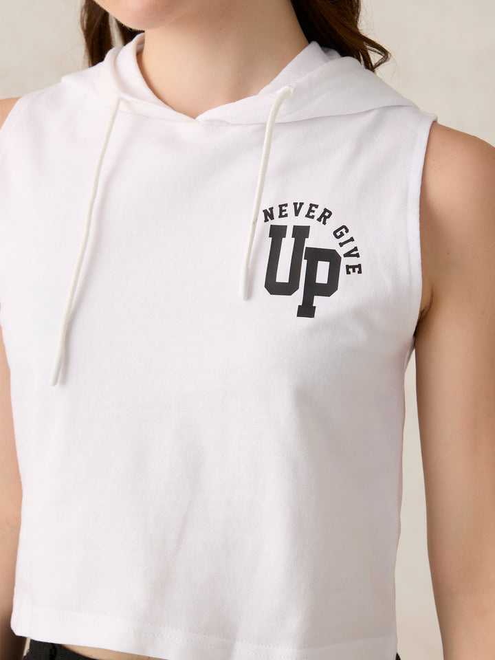 White Sleeveless Boxy Sweatshirt