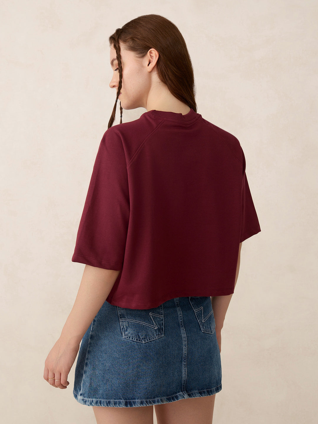 Wine Oversized Solid Sweatshirt