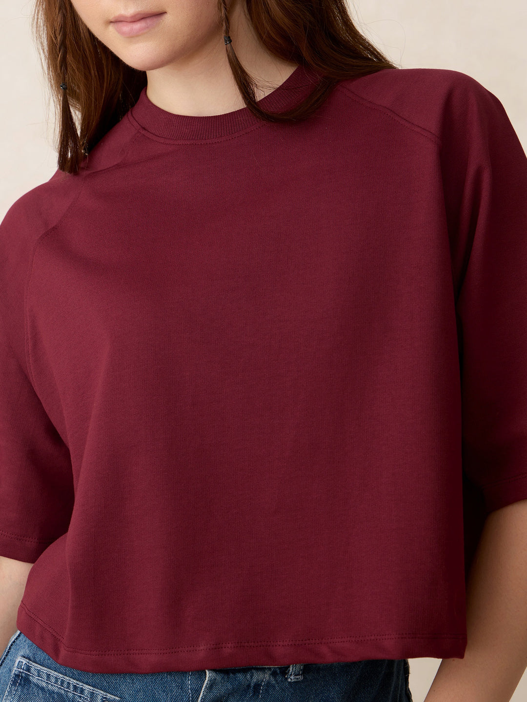 Wine Oversized Solid Sweatshirt