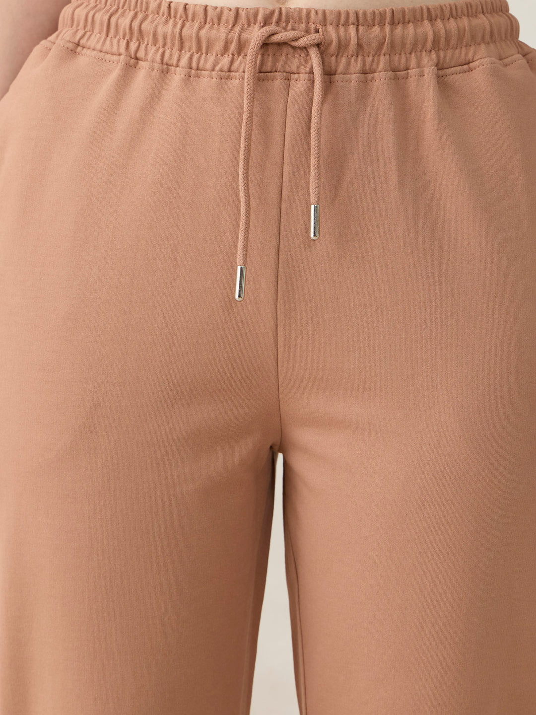 Brown Basic Solid Flared Sweatpants