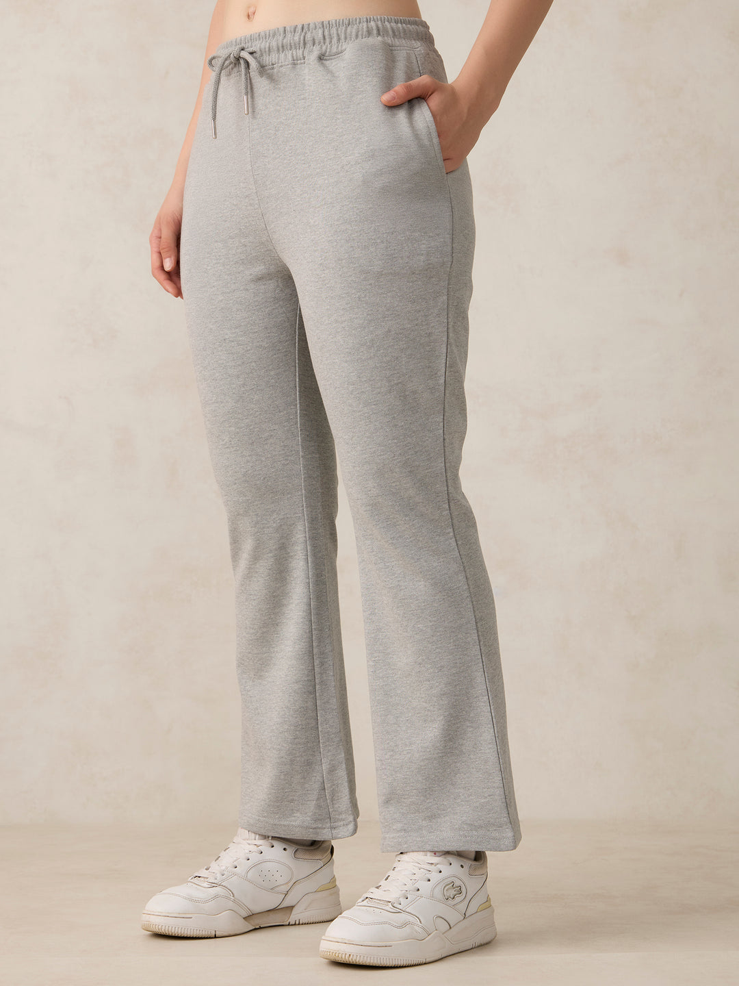 Grey Basic Solid Flared Sweatpants