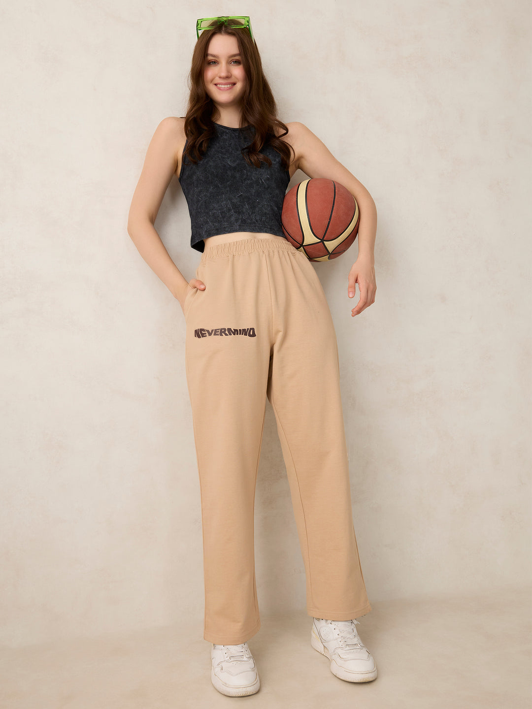 Beige V Waistband Sweatpants