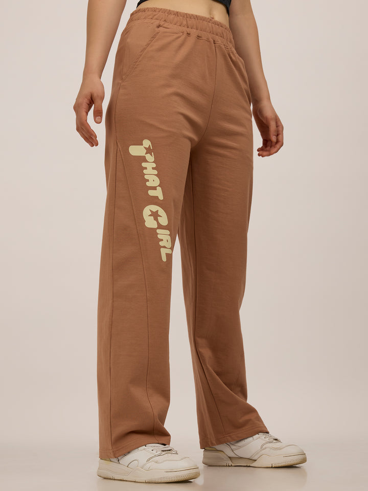 Brown Side Cut And Sew Joggers
