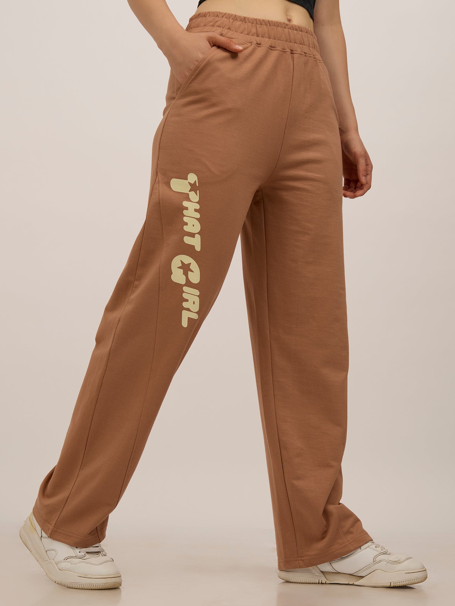Brown Side Cut And Sew Joggers