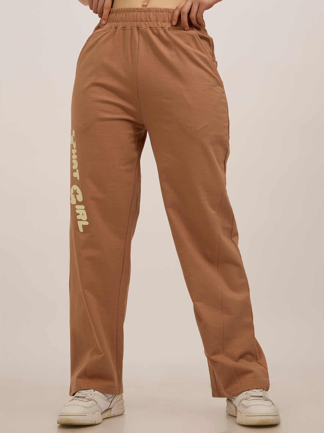 Brown Side Cut And Sew Joggers