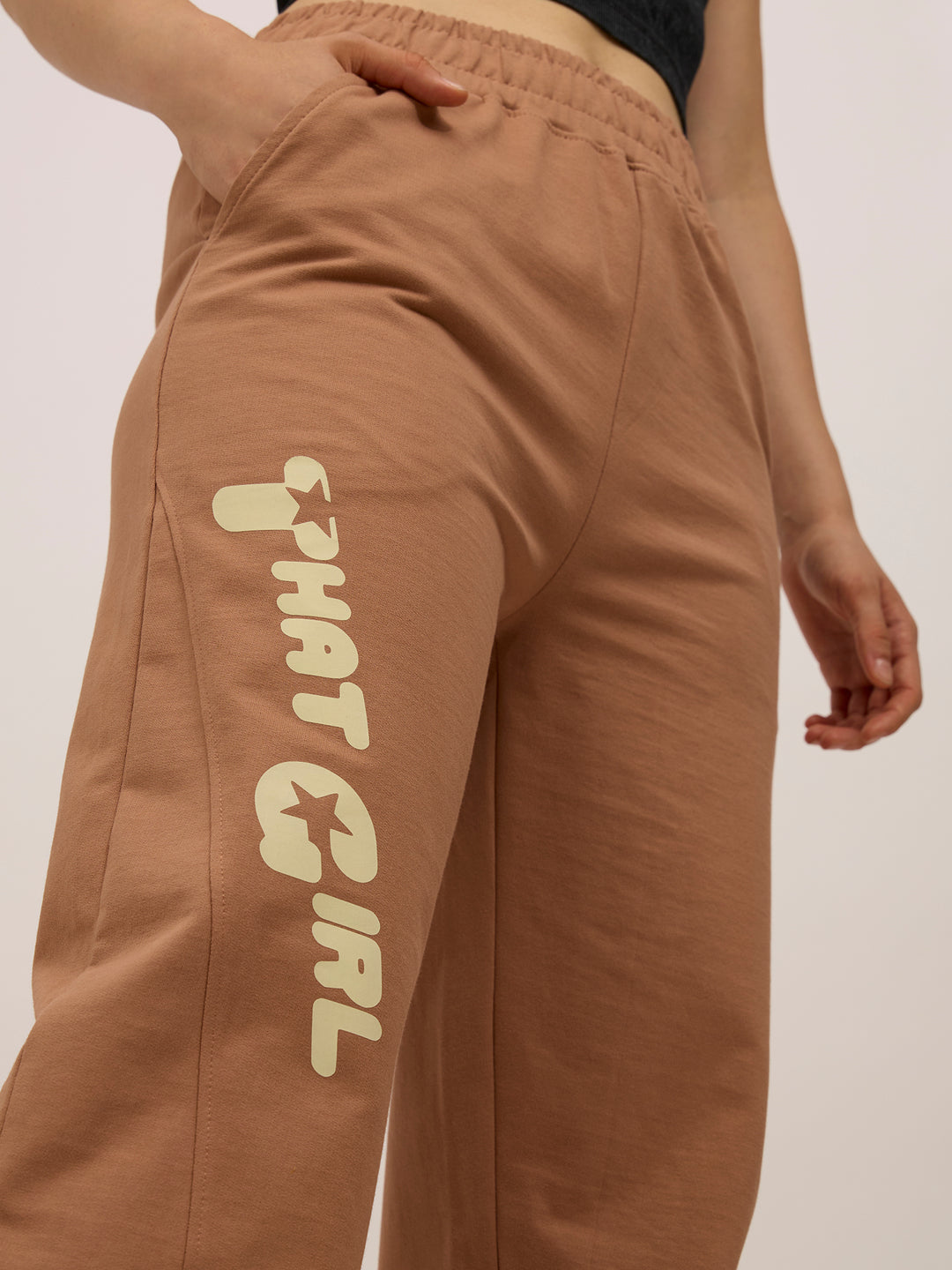 Brown Side Cut And Sew Joggers