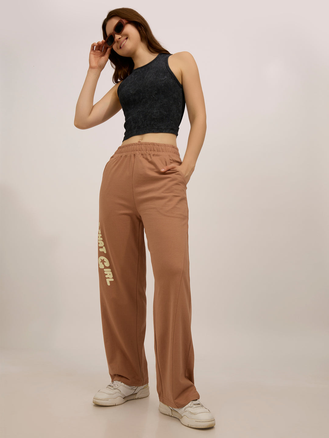 Brown Side Cut And Sew Joggers