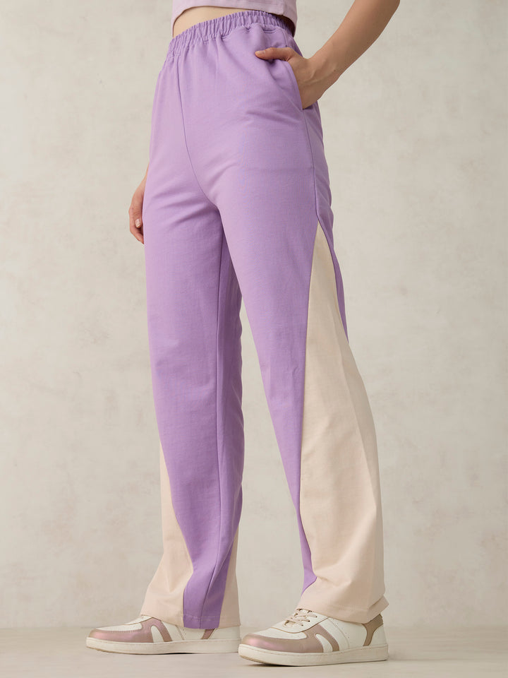 Lilac Cut And Sew Coloured Jogger
