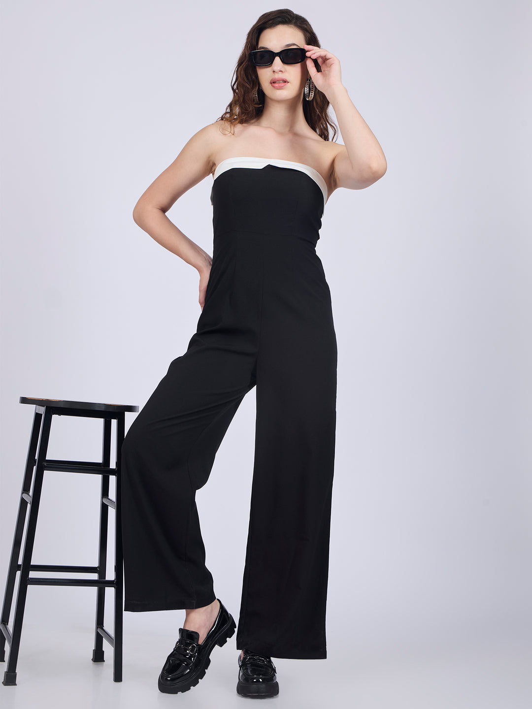 Monochrome Strapless Black Jumpsuit