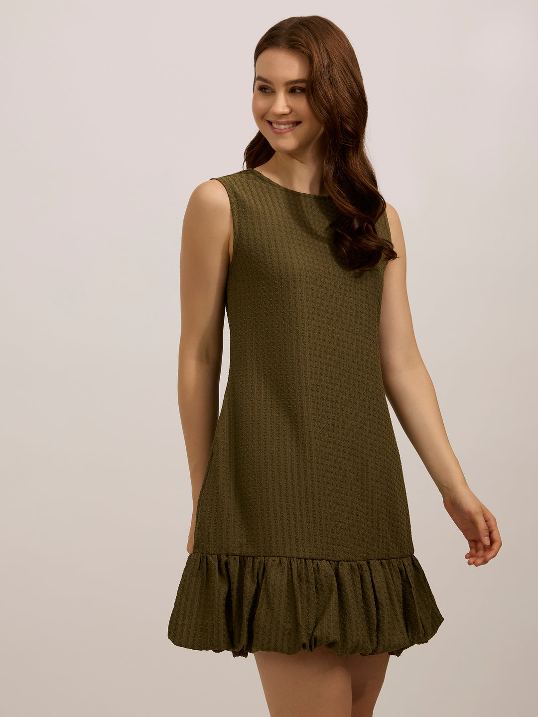 Olive Bubble Hem Dress