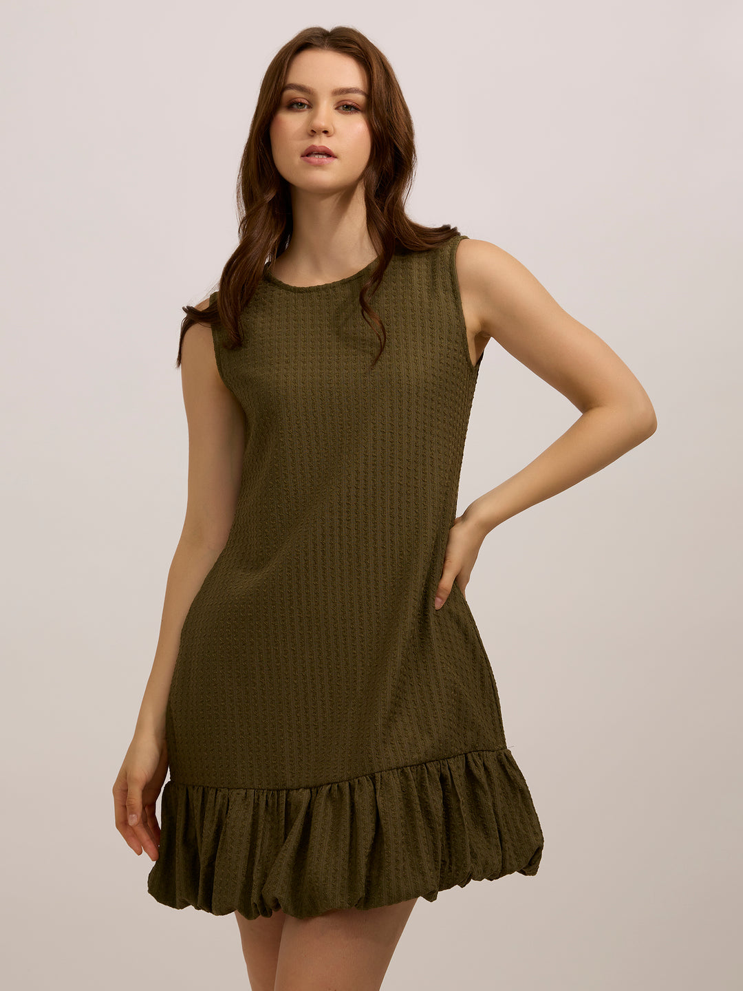 Olive Bubble Hem Dress