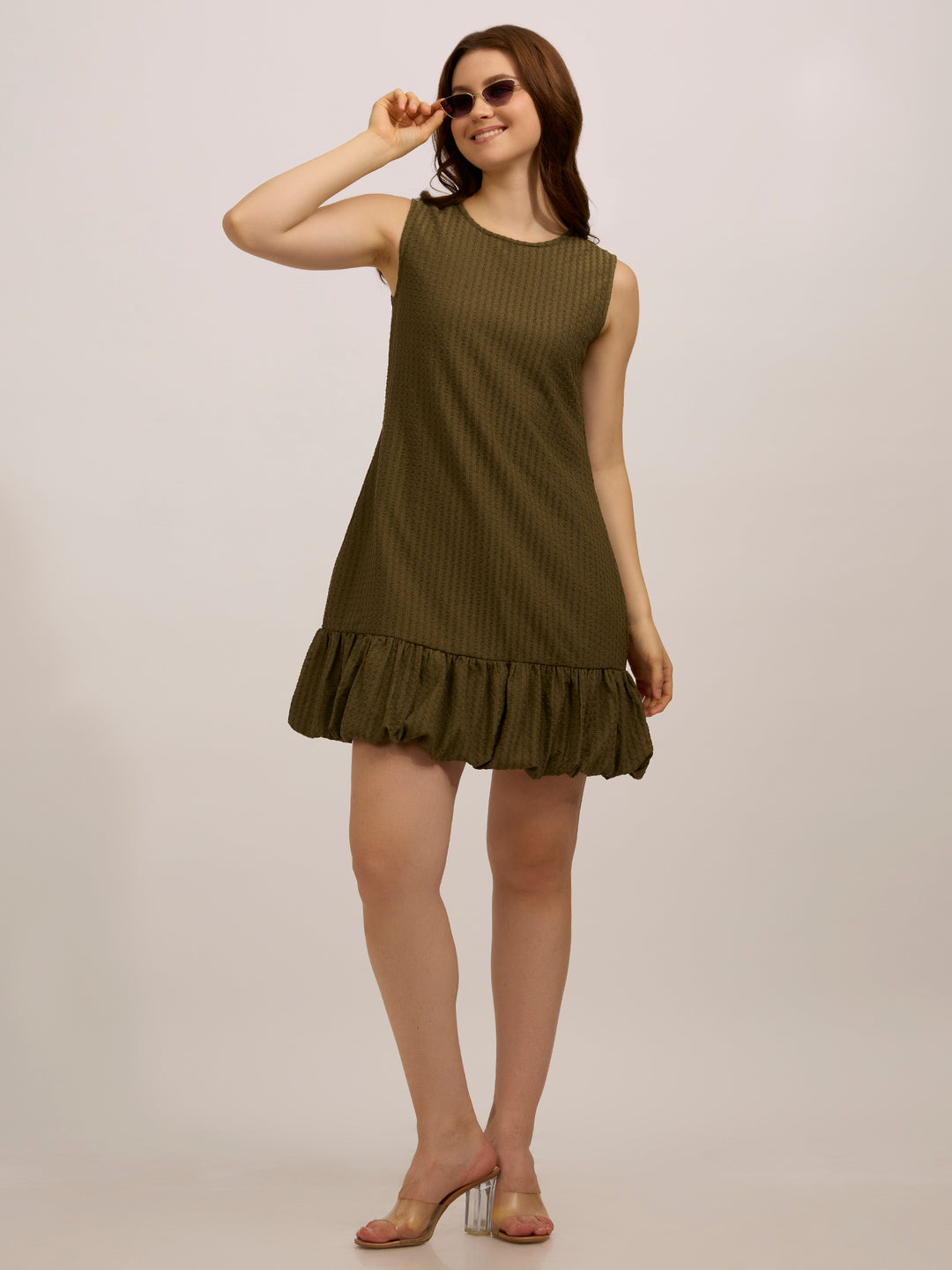 Olive Bubble Hem Dress